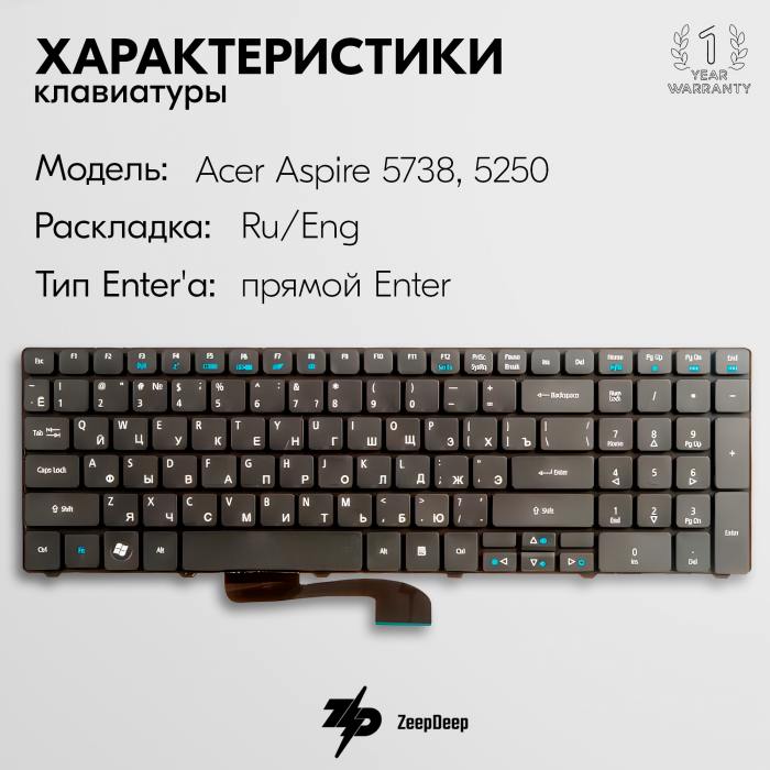 фотография клавиатуры для ноутбука Acer Aspire AS7738G-754G32Mi (сделана 05.04.2024) цена: 590 р.