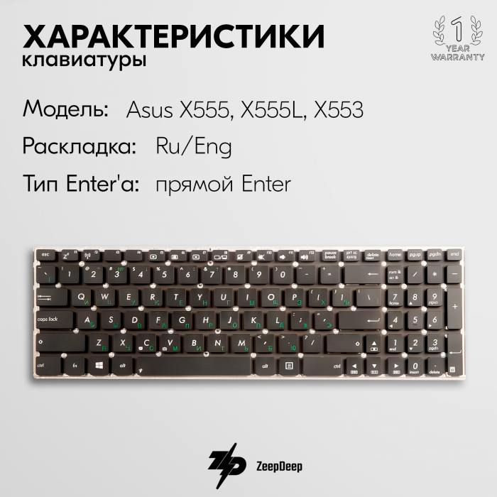 фотография клавиатуры для ноутбука Asus x555ln-x0127h (сделана 05.04.2024) цена: 590 р.