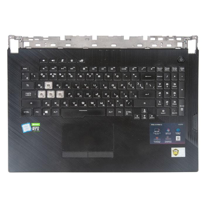 фотография клавиатура с топкейсом для ноутбука Asus ROG STRIX G731GT, G731GV,G731GU, G731GW с RGB подсветкой, с тачпадом, цвет чёрный ( для моделей, где шлейф подсветки встроен в клавиатуру),с разбора 13N1-9BA0901 (сделана 11.05.2024) цена: 12070 р.