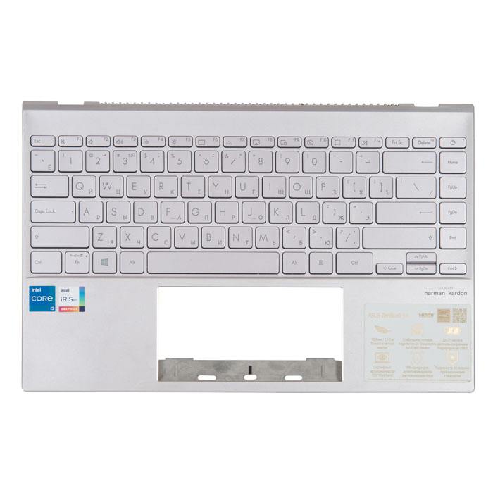 фотография клавиатура с топкейсом для ноутбука Asus UX425JA NB2552 с топкейсом, серебристая,с разбора (сделана 11.05.2024) цена: 5010 р.