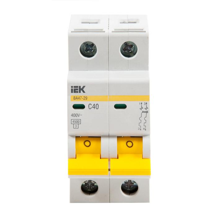 Автоматический выключатель 10а 2р. Автомат выключатель IEK ba47-29. IEK c40 автомат. Автоматический выключатель 20а двухполюсный ИЭК. Автоматический выключатель IEK ва47-29 2п, 1а, "с", 4.5ка mva20-2-001-c.