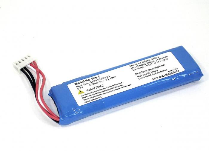 073616 аккумуляторная батарея для портативной акустики JBL Flip 4 (GSP872693 01) 3000mAh 3.7V Li-polymer - купить в Самаре в интернет-магазине PartsDirect