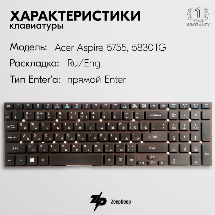 фотография клавиатуры для ноутбука Acer 5830TG-2414G50Mnbb (сделана 05.04.2024) цена: 590 р.