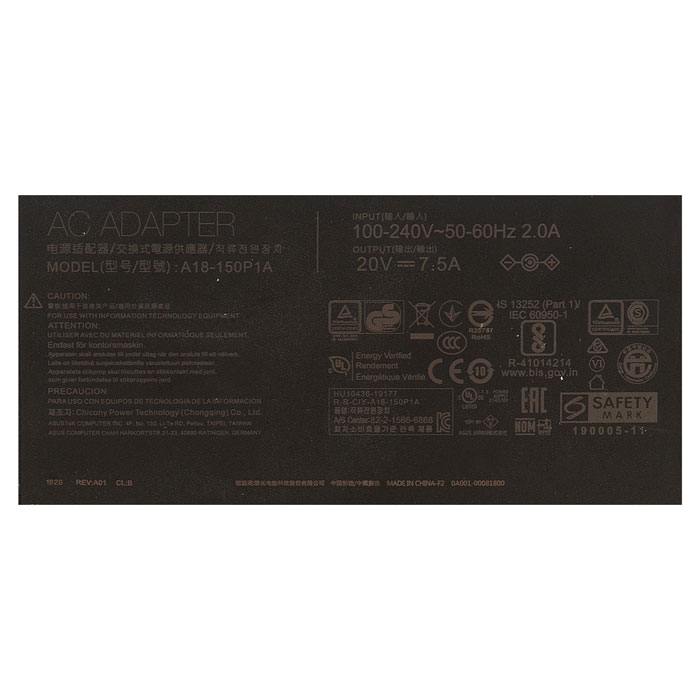 фотография блок питания оригинал, для ноутбука ASUS 20V, 7.5A, 150W, 6.0x3.7mm с иглой 7208914-026981Z (сделана 23.12.2022) цена: 2750 р.