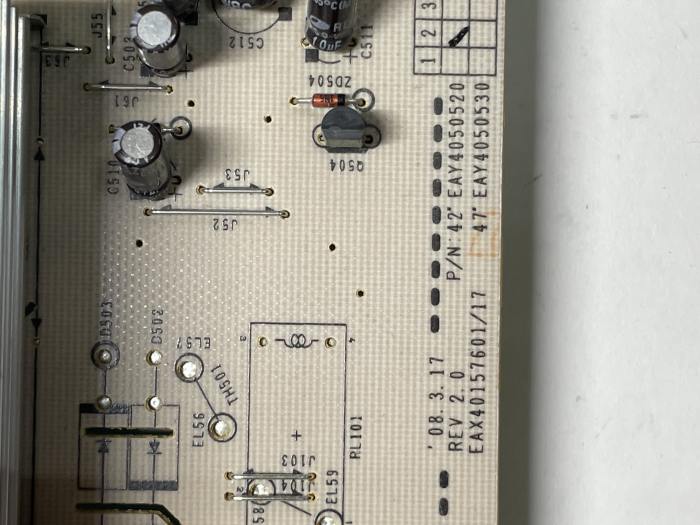 фотография Блока питания EAX40157601 17 EAY40505202 REV 2.0 (сделана 17.04.2023) цена: 1970 р.