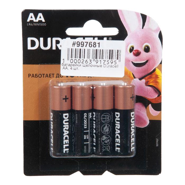 фотография батарейки щелочные Duracell АА, 4 шт. (сделана 05.12.2023) цена: 319 р.