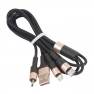 фото кабель USB HOCO X26 Xpress 3 в 1 для Lightning, Micro USB, Type-C, 2.0A, длина 1.0м, черный с золотым б/у