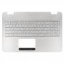 фото клавиатура для ноутбука Asus N551VW-1A с топкейсом, серебристая, с подсветкой (с разбора)