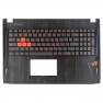 фото клавиатура для ноутбука Asus GL502VY с топкейсом, 4 кнопки оранжевого цвета, оранжевые буквы с креплением под HDD