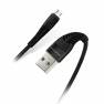 фото кабель Qumann micro USB 1м 2,1А ткан.оплётка гибкий коннектор черный