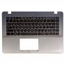 фото клавиатура для ноутбука Asus X442UA-1B с топкейсом  светло-стальная панель черные кнопки
