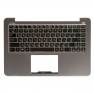 фото клавиатура для ноутбука Asus E403SA-3A с топкейсом  светло-стальная панель черные кнопки