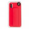 фото чехол подставка с магнитом для Apple iPhone X, XS матовый силикон, красный